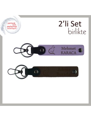 Miawiki Minnoşlara Özel Detaylı Hediye, Kedili Temalı, Kişisel Yazılı Anahtarlık, Mor Menekşe-Koyu Kahve