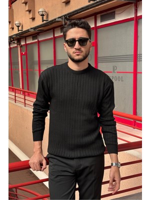 İnpool Erkek, Bisiklet Yaka, Esnek Yapılı, Çizgi Desenli, Old Money Culture, Kazak PLTK15