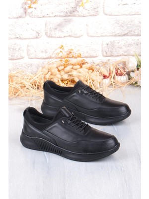 Mehmet Mete 32860 Face Rahat Lastik Bağcıklı Kauçuk Taban Hakiki Deri Erkek Ayakkabı