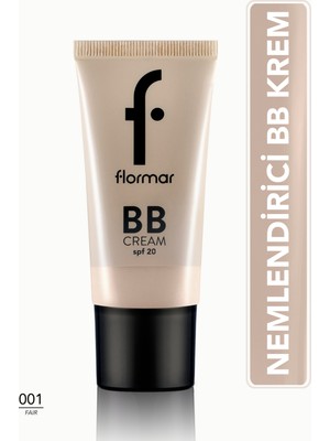 Flormar Hafif Yapılı & Yarı Parlak Bitişli SPF20 Nemlendirici BB Krem (001 Fair) 8690604535385