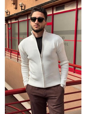 İnpool Erkek, Dik Yaka, Fermuarlı, Esnek Yapılı, Fit Görünüm Kazak, Hırka PLTK14