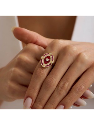 Sembol Gold Passion Eye 14 Ayar Altın Yüzük Ruby