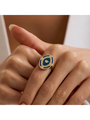 Sembol Gold Deep Aura 14 Ayar Altın Yüzük Sapphire