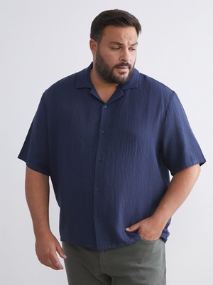 Lc Waikiki Yeni Sezon Büyük Beden Resort Yaka Kısa Kollu Müslin Erkek Gömlek