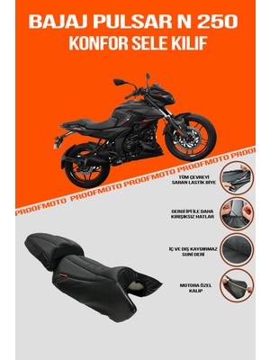 PROOFMOTO BAJAJ Pulsar N250 Konfor Sele Kılıf Suni Deri Kaydırmaz Yüzey ile Motor Uyumlu