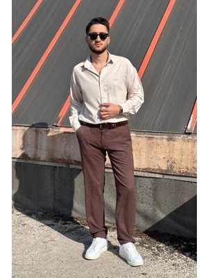İnpool Erkek, Bel Lastikli, Dokuma Kadife, Regular-Fit, Old Money Culture, Pantolon 305