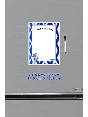 The Grade Yaz Sil Notluk Alışveriş Listesi Fatma Ana Eli Nazar Boncuk Temalı Magnetli Buzdolabı Notluk Nazar