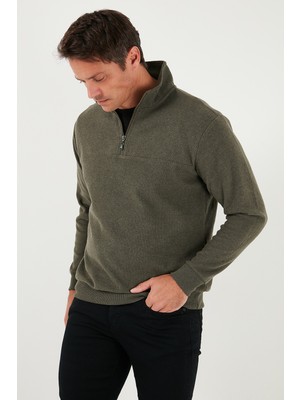 Buratti Pamuklu Regular Fit Yarım Fermuarlı Dik Yaka Kazak Erkek Kazak 456112