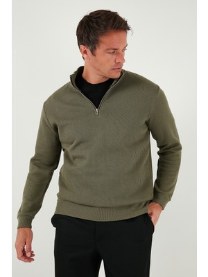 Buratti Pamuklu Relaxed Fit Yarım Fermuarlı Sıfır Yaka Örme Sweat Erkek Sweat 5901076