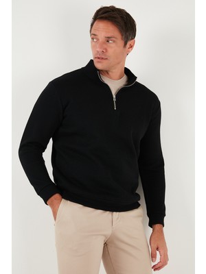 Buratti Pamuklu Relaxed Fit Yarım Fermuarlı Sıfır Yaka Örme Sweat Erkek Sweat 5901076