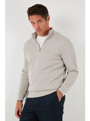 Buratti Pamuklu Relaxed Fit Yarım Fermuarlı Sıfır Yaka Örme Sweat Erkek Sweat 5901076
