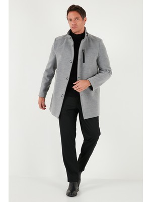 Buratti Relaxed Fit Düğmeli Dik Yaka Kaşe Kaban Erkek KABAN 5840099