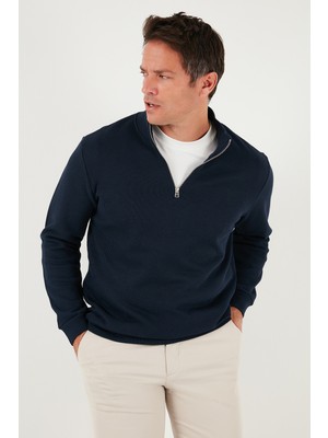 Buratti Pamuklu Relaxed Fit Yarım Fermuarlı Sıfır Yaka Örme Sweat Erkek Sweat 5901076