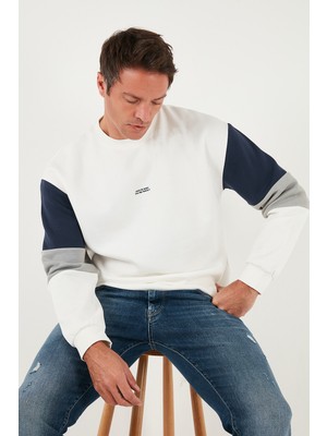 Buratti Pamuklu Relaxed Fit Bisiklet Yaka Şardonlu Renk Bloklu Sweat Erkek Sweat 5905298T