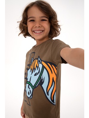 U.S. Polo Assn. Erkek Çocuk Haki Bisiklet Yaka Süprem Tişört 50316479-VR027