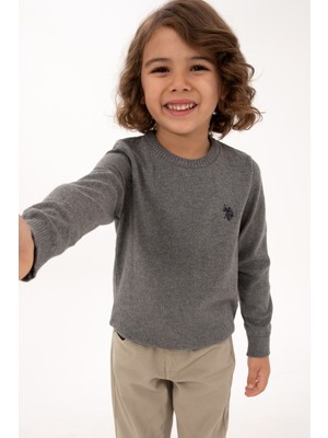 U.S. Polo Assn. Erkek Çocuk Gri Melanj Basic Kazak 50315586-VR086