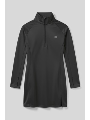 Antrasit Yarım Fermuarlı Dik Yaka Standart Kalıp Kadın Sporcu Tunik - 97309