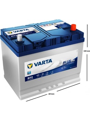Varta Blue Dynamic N72 Start-Stop 12 V 72 Ah 760 Cca Akü. Güncel Üretim.