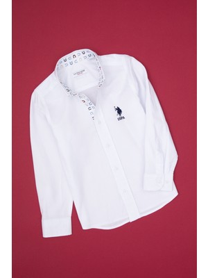 U.s. Polo Assn. Erkek Çocuk Beyaz Gömlek Desenli 50316701-VR013