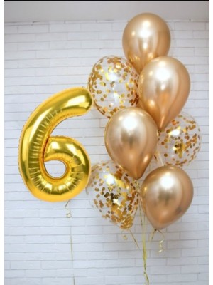 Sinda Krom Balon - Gold Renk Folyo Balon - Doğum Günü Konsepti