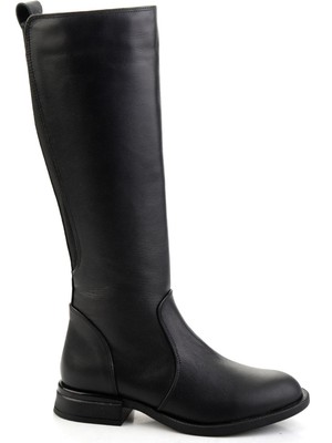 Bambi Siyah Hakiki Deri Kadın Çizme K03724260803