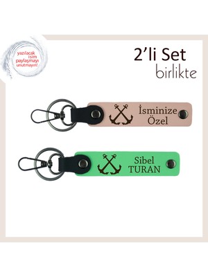 Miawiki Deniz Temalı Tasarımıyla Fark Yaratan Hediye, Çıpa Motifli Deri Anahtarlık, Yavru Ağzı-Fıstık Yeşil