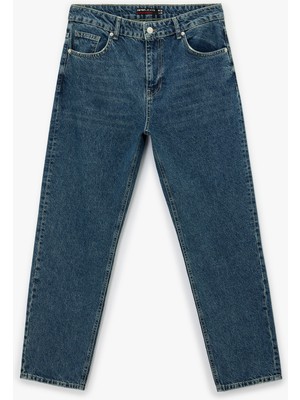 Koton Normal Bel Pamuklu Cepli Vintage Straight Fit Jean Pantolon