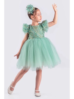 Vestitino Kız Çocuk Elbise Tütü Etek Slim Silüet Özel Günler İçin Şık Tasarım