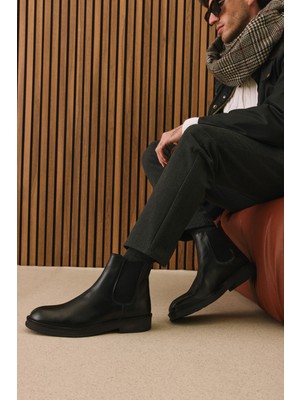 Ziya, Erkek Hakiki Deri Bot 1531043Z028 Siyah