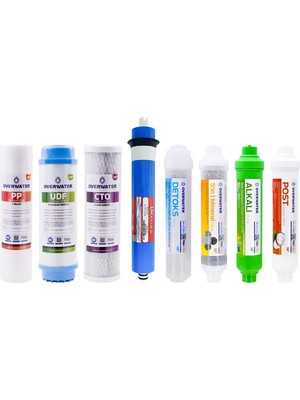 OverWater Açık Kasa Su Arıtma Cihazı 8 Li Filtresi Seti 12 Aşamalı Özel Sarım Membran Filtre