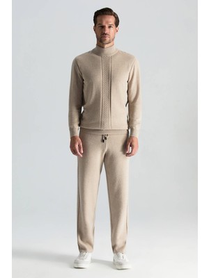 Hemington Kaşmir-İpek-Yün Karışım Lupetto Yaka Açık Bej Kazak