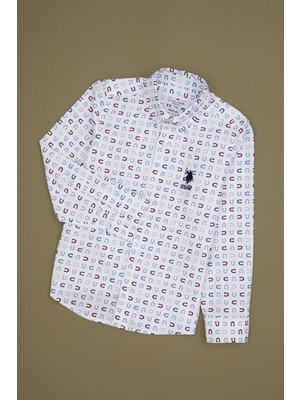 U.s. Polo Assn. Erkek Çocuk Beyaz Gömlek Desenli 50316682-VR013