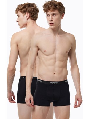 Malabadi Erkek Siyah 2 Li Paket Pamuk Elastan Boxer 075
