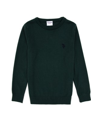 U.S. Polo Assn. Erkek Çocuk Yeşil Bisiklet Yaka Basic Kazak 50315586-VR054