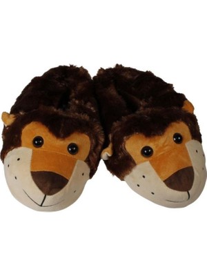 Yazkış Kadın Kahve Krem Arslan Köpek Hayvan Fiğürlü Panduf