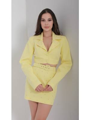 Kadın Taş Detaylı Ceket Takım