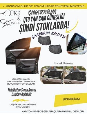 Çınarrium Pınaxar Smart Forfour (2004-2007) Uyumlu Özel 2'li Oto Yan Cam Güneşliği, Arka Cam Güneşliği/perde