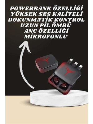 Zero Land Techmrt Dijital Göstergeli Powerbank Kablosuz Kulaklık ve 7 Kordonlu Yeni Nesil Akıllı Saat Dokunmatik Kontrol