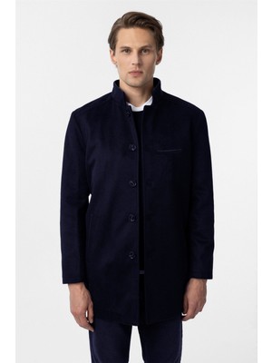 Süvari Bol Kesim Hakim Yaka Düz Erkek Kaban