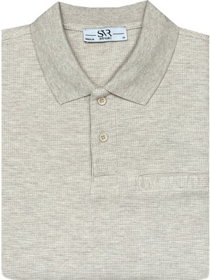 Süvari Rahat Kalıp Polo Yaka Melanjlı Cepli Uzun Kol Sweat