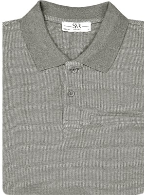 Süvari Rahat Kalıp Polo Yaka Melanjlı Cepli Uzun Kol Sweat