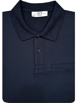 Süvari Rahat Kalıp Polo Yaka Melanjlı Cepli Uzun Kol Sweat