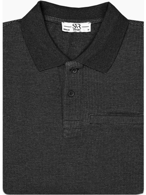 Süvari Rahat Kalıp Polo Yaka Melanjlı Cepli Uzun Kol Sweat