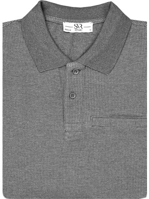 Süvari Rahat Kalıp Polo Yaka Melanjlı Cepli Uzun Kol Sweat