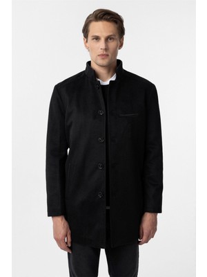 Süvari Bol Kesim Hakim Yaka Düz Erkek Kaban