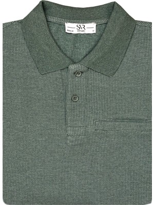 Süvari Rahat Kalıp Polo Yaka Melanjlı Cepli Uzun Kol Sweat