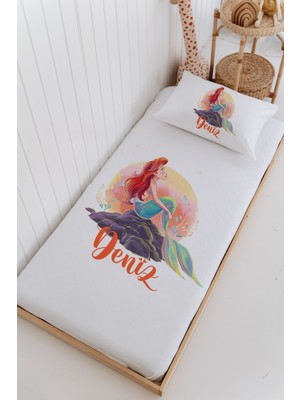 Lilabio Isme Özel %100 Pamuk Bebek ve Çocuk Tek Kişilik 165 x 225 cm Pike Takımı-Deniz Kızı