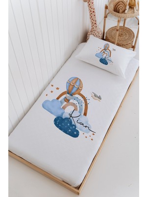 Lilabio Isme Özel %100 Pamuk Bebek ve Çocuk Tek Kişilik 165 x 225 cm Pike Takımı-Gökkuşağı