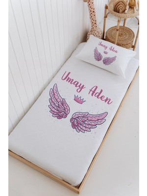 Lilabio Isme Özel %100 Pamuk Bebek ve Çocuk Tek Kişilik 165 x 225 cm Pike Takımı-Kanat