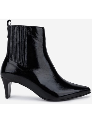 Valmenti Kadın Hakiki Deri Siyah Rugan Topuklu Bot 33 16505 Bn Bot SK25-26 Sıyah Rugan